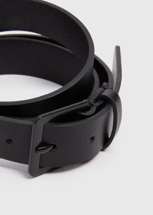 Black Thin PU Belt - S Image 2
