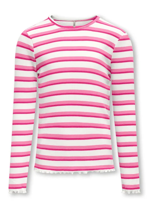 ONLY Girls Pink Stripe Long Sleeve Top (5-14yrs) - 5-6 Yrs Image 1