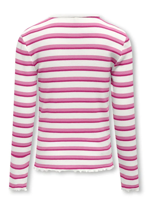 ONLY Girls Pink Stripe Long Sleeve Top (5-14yrs) - 5-6 Yrs Image 2