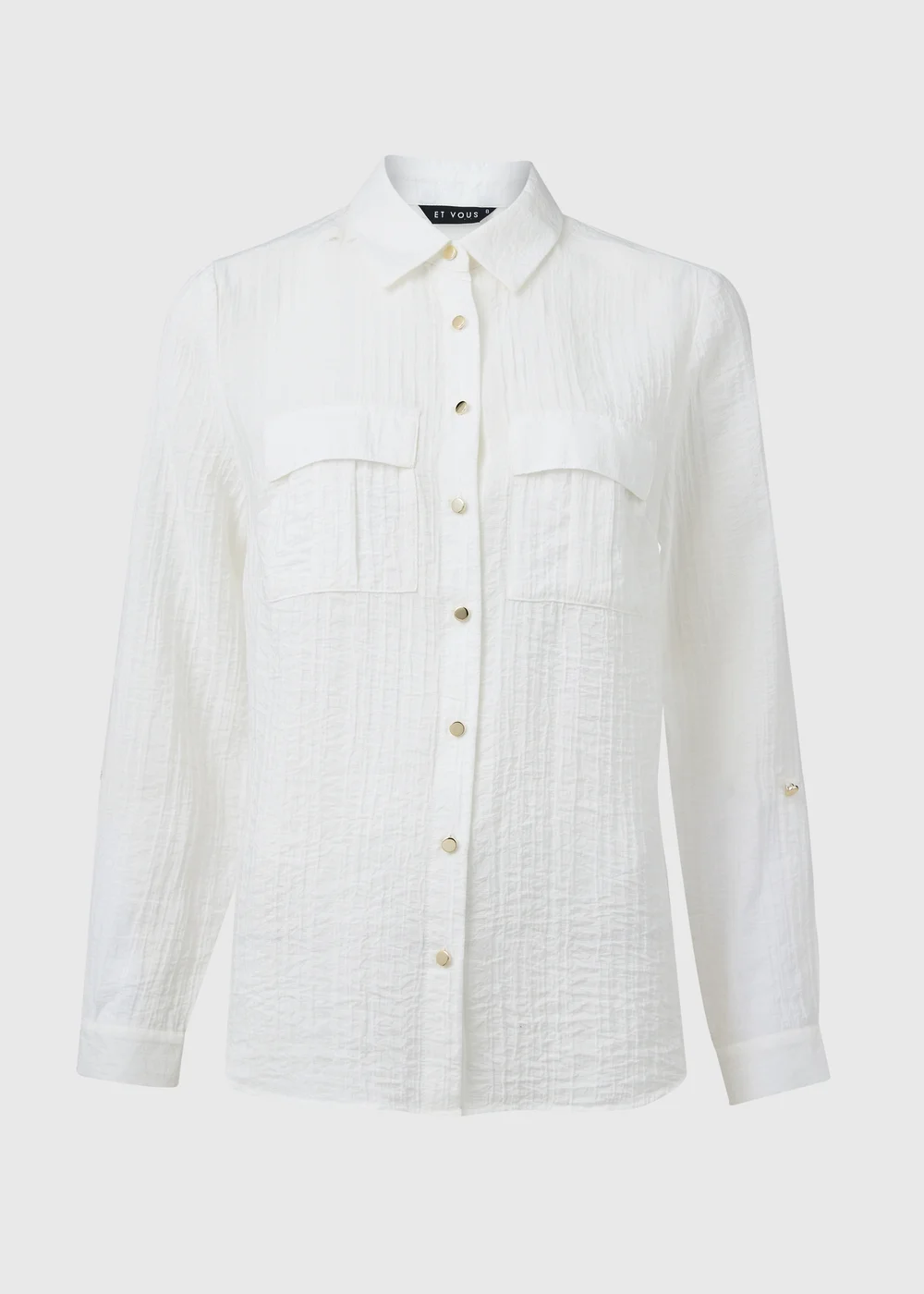 Et Vous White Textured Utility Shirt - 8 Image 5