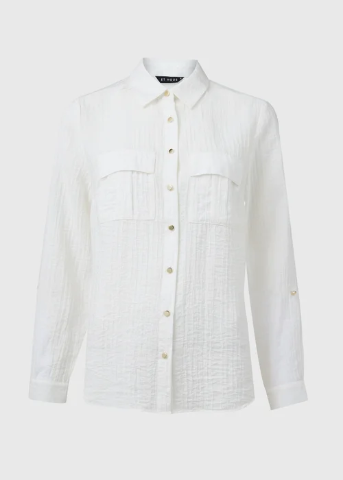 Et Vous White Textured Utility Shirt - 8 Image 5