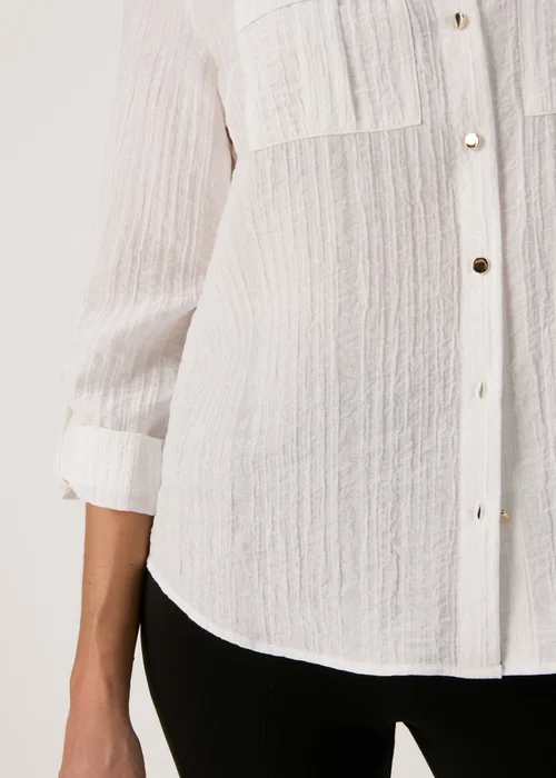 Et Vous White Textured Utility Shirt - 8 Image 3