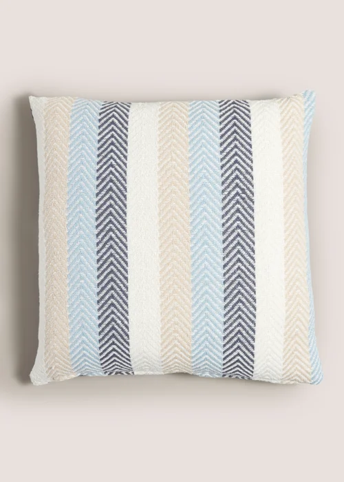 Indigo Stripe Woven Cushion (43cm x 43cm) Image 1