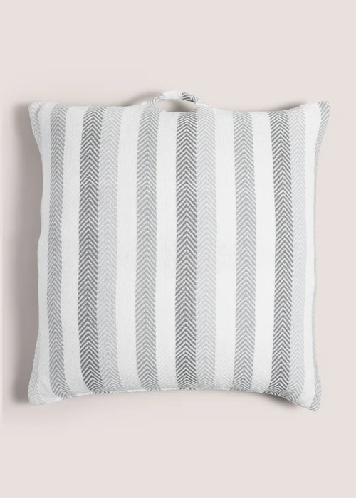 Grey Stripe Woven Floor Cushion (70cm x 70cm) Image 1