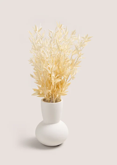 White Faux Oat In Vase (66cm x 55cm x 48cm) Image 1