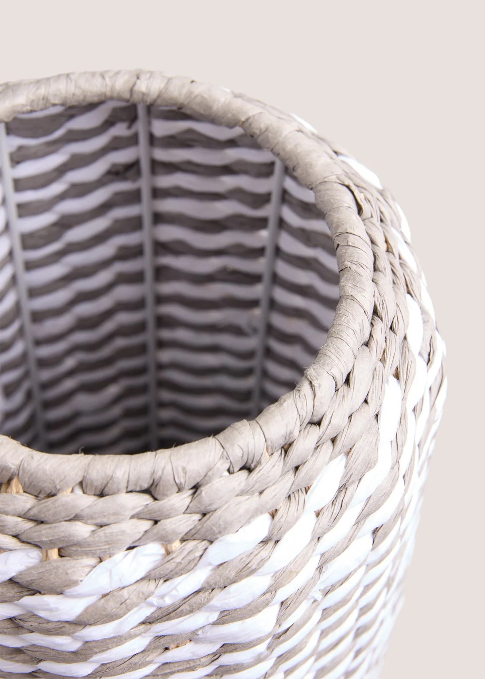 Grey & White Woven Vase (60cm x 13cm x 13cm) Image 2