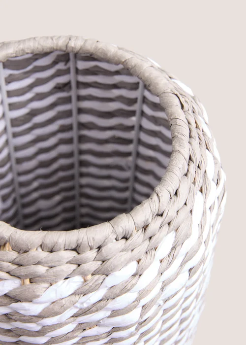 Grey & White Woven Vase (60cm x 13cm x 13cm) Image 2