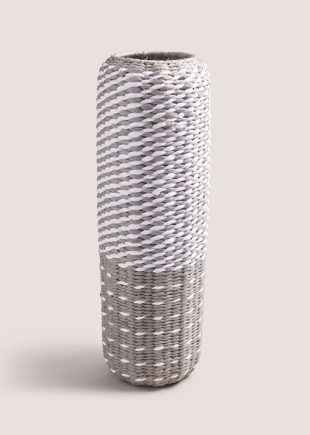 Grey & White Woven Vase (60cm x 13cm x 13cm) Image 1