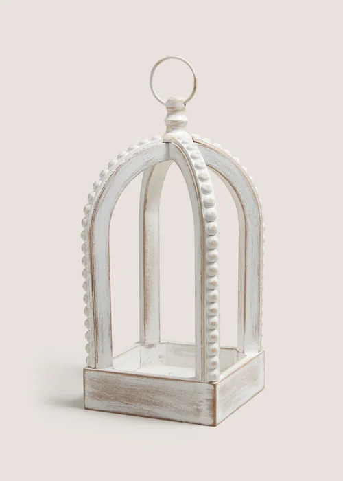 White Oriental Wood Lantern (30.5cm x 14cm x 14cm) Image 1