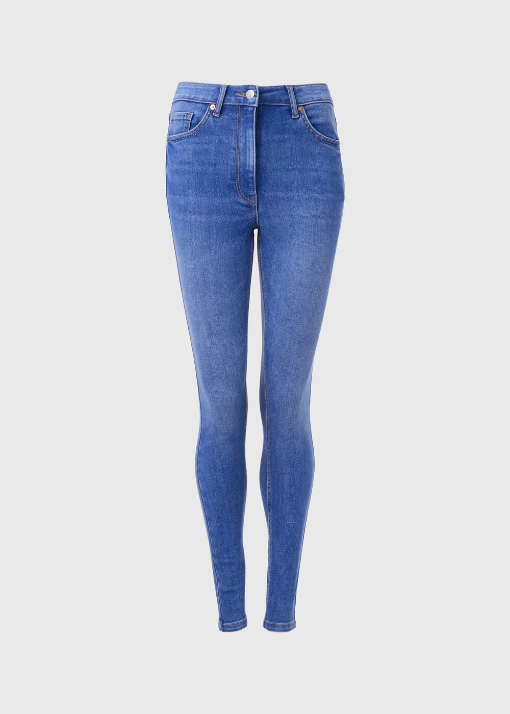 Bright Blue Washed Skinny Jeans - 8/L29 Image 5