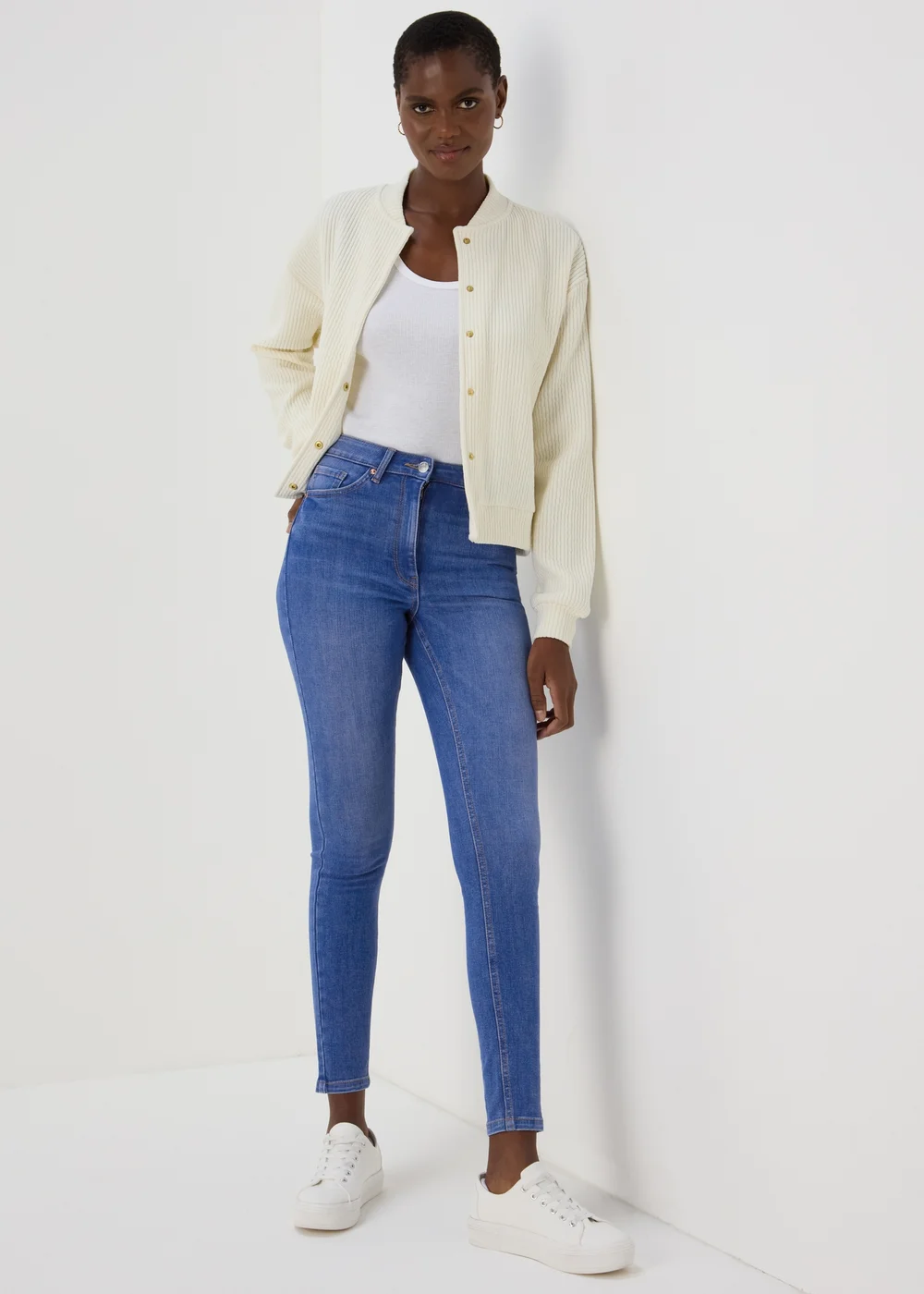 Bright Blue Washed Skinny Jeans - 8/L29 Image 4