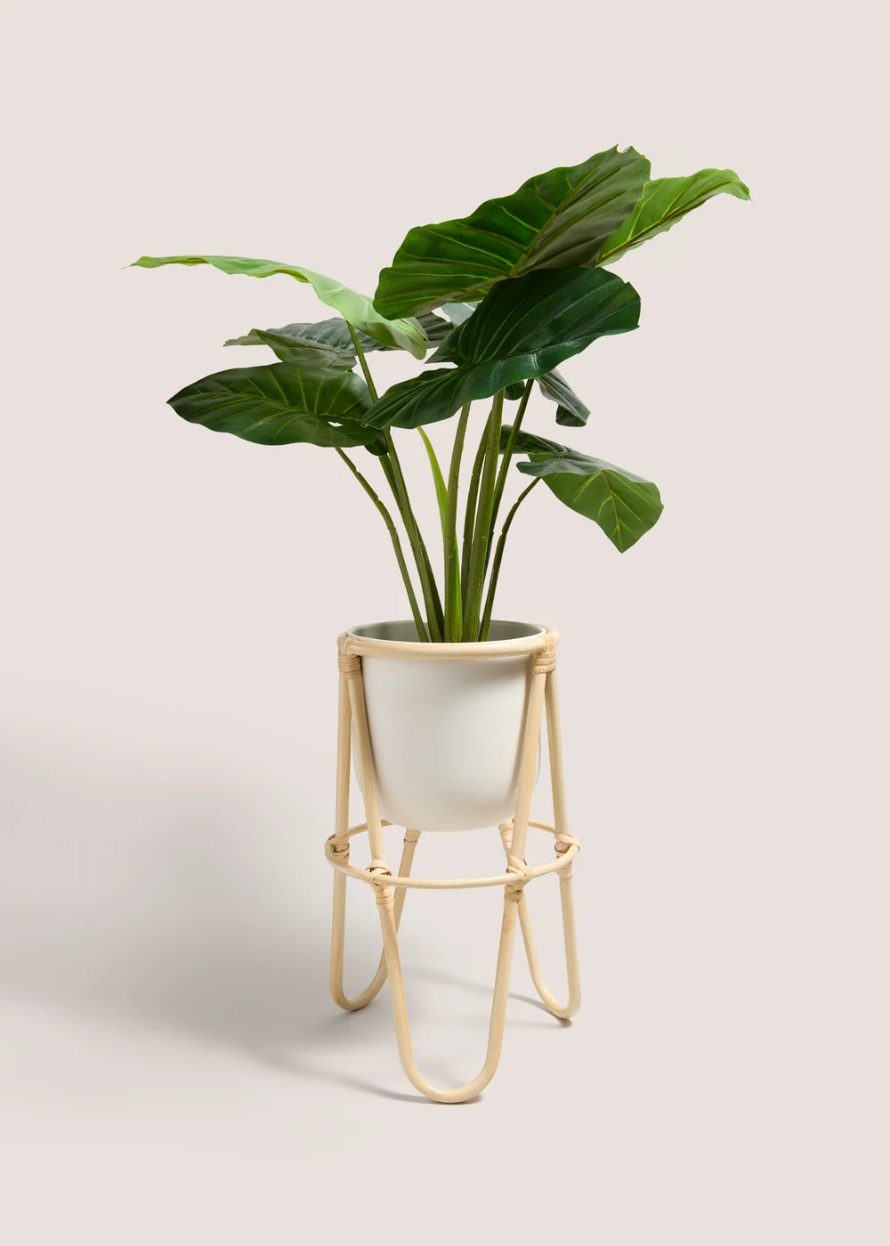 White Cabana Metal Rattan Planter (40cm x 23cm x 23cm) Image 2
