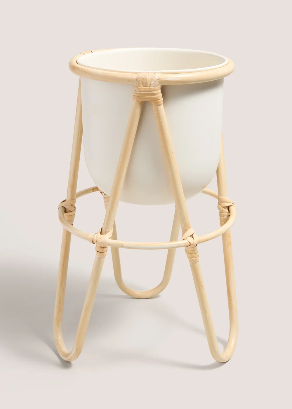 White Cabana Metal Rattan Planter (40cm x 23cm x 23cm) Image 1