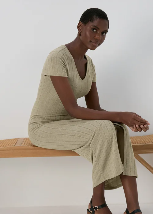 JDY Brown V Neck Lina Dress - 12 Image 4