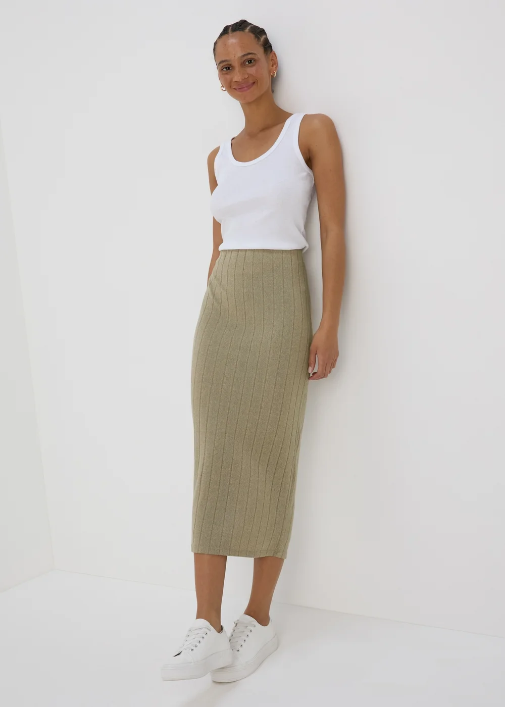 JDY Brown Midi Skirt - Size 8 Image 1