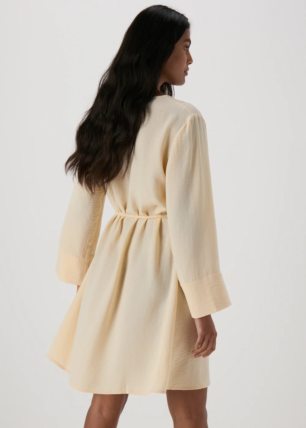 JDY Cream V Neck Belt Dress - 8 Image 2