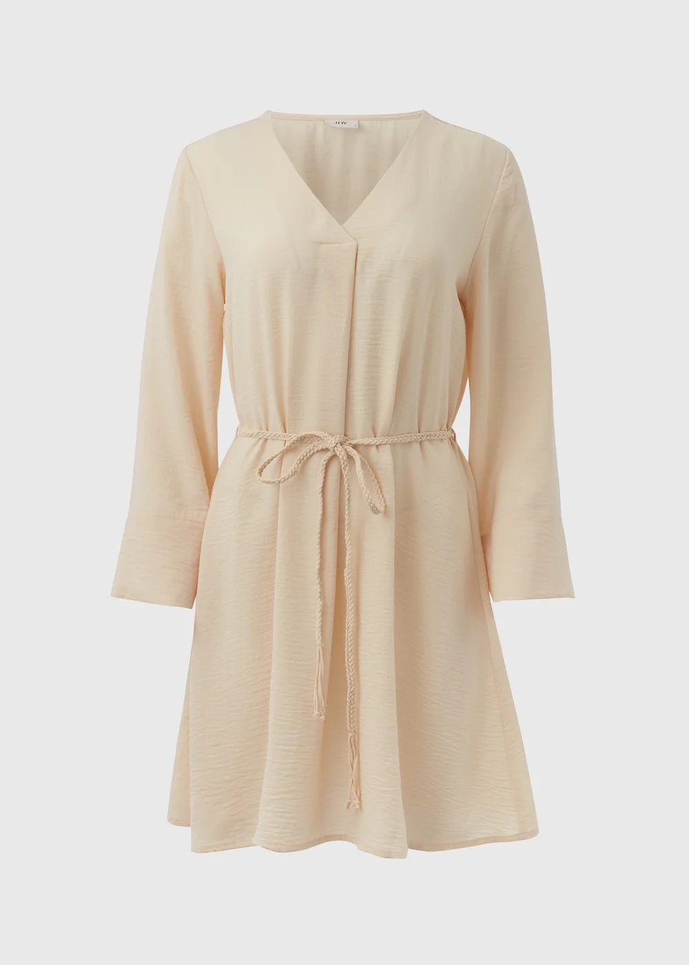JDY Cream V Neck Belt Dress - 8 Image 5