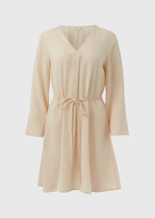 JDY Cream V Neck Belt Dress - 8 Image 5