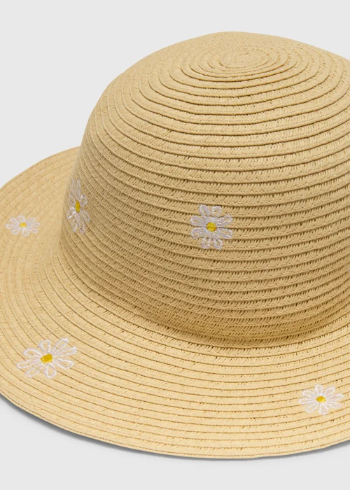 Kids Beige Daisy Straw Sunhat (3-6yrs) - Age 3 - 6 Years Image 2