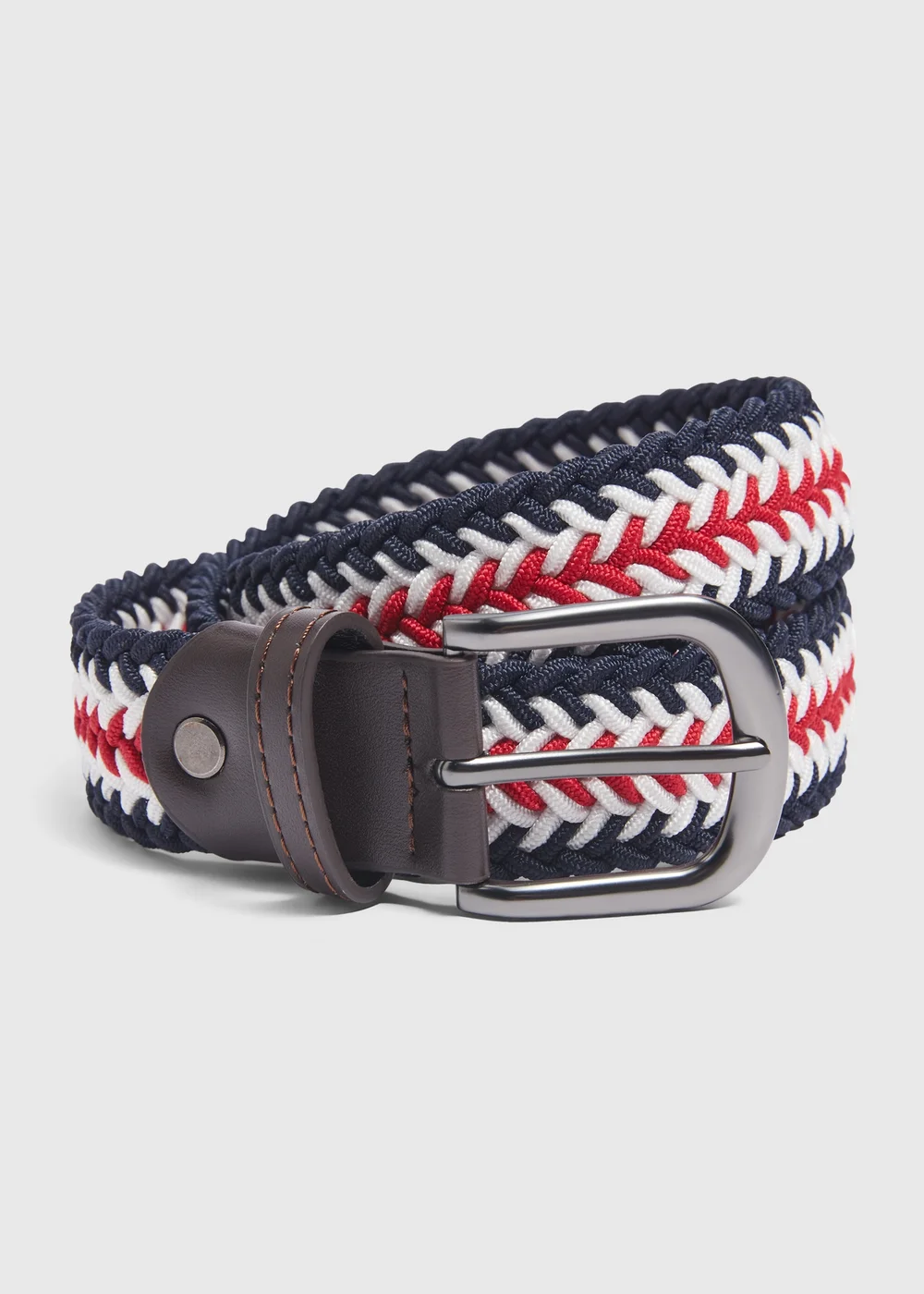 Red Tricolour Woven Stretch Belt - Small Image 1