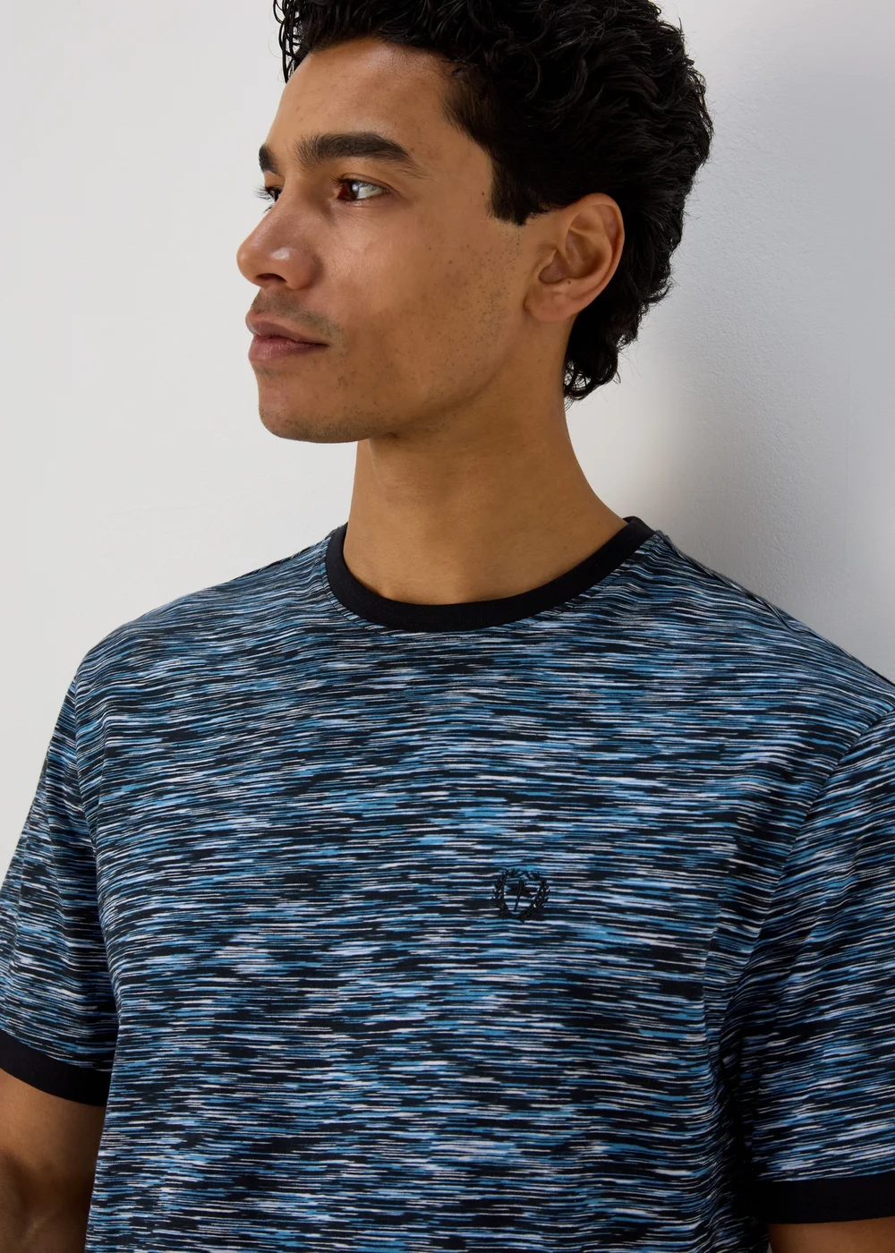 Navy & Blue Space Dye T-Shirt - Small Image 3