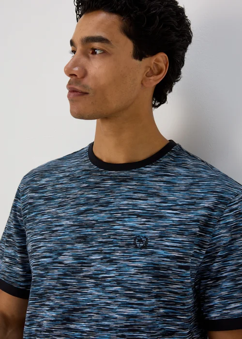 Navy & Blue Space Dye T-Shirt - Small Image 3