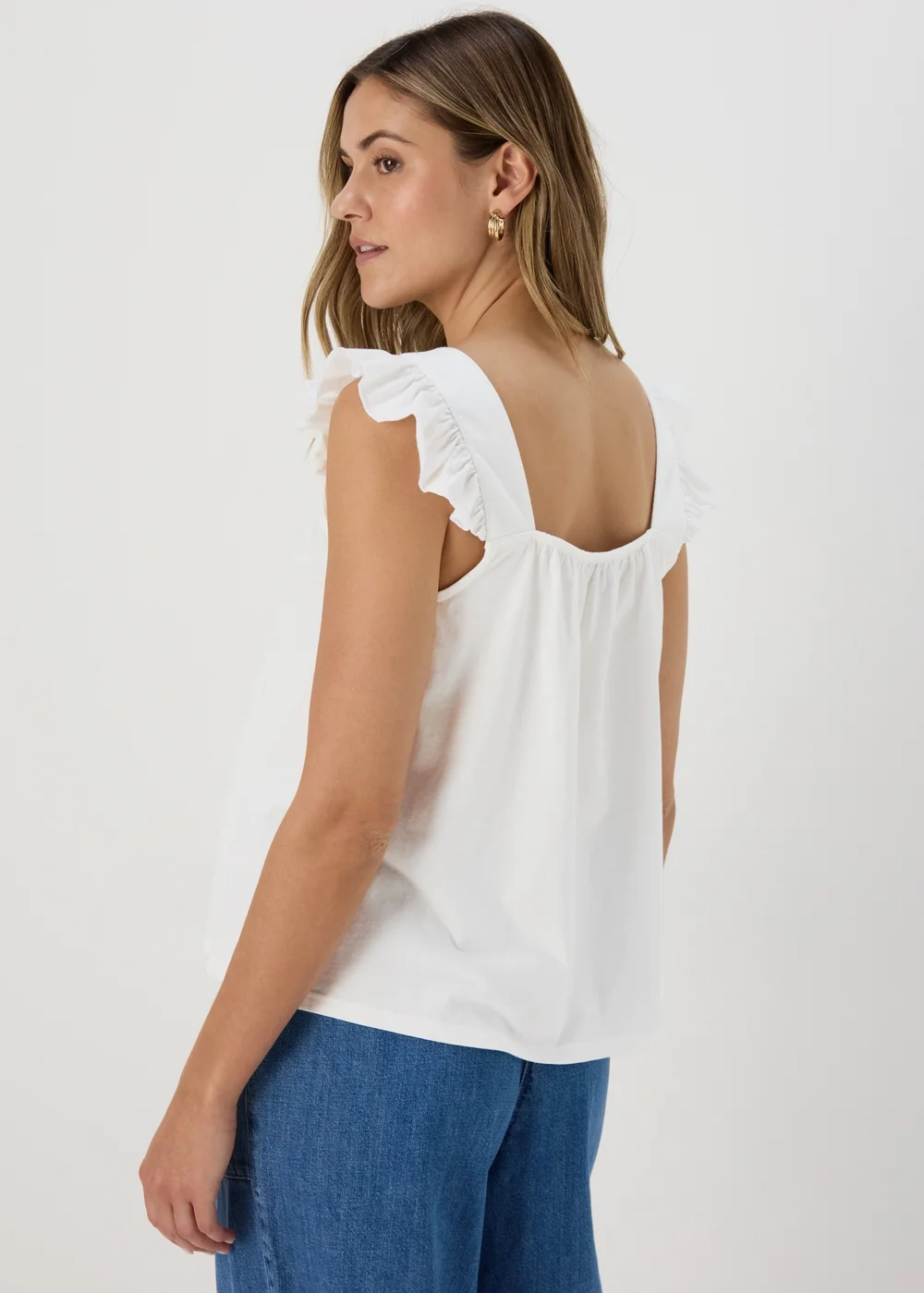 White Embroidered Strap Vest - 8 Image 2