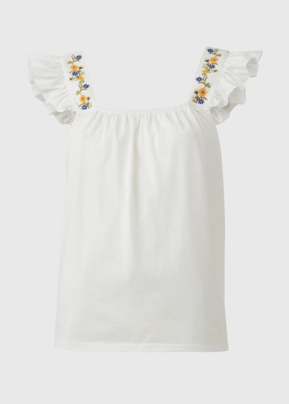 White Embroidered Strap Vest - 8 Image 5