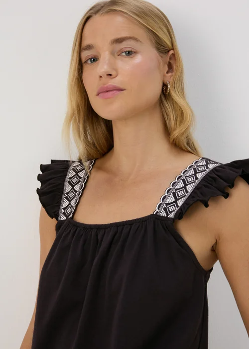 Black Embroidered Strap Vest - Size 8 Image 3