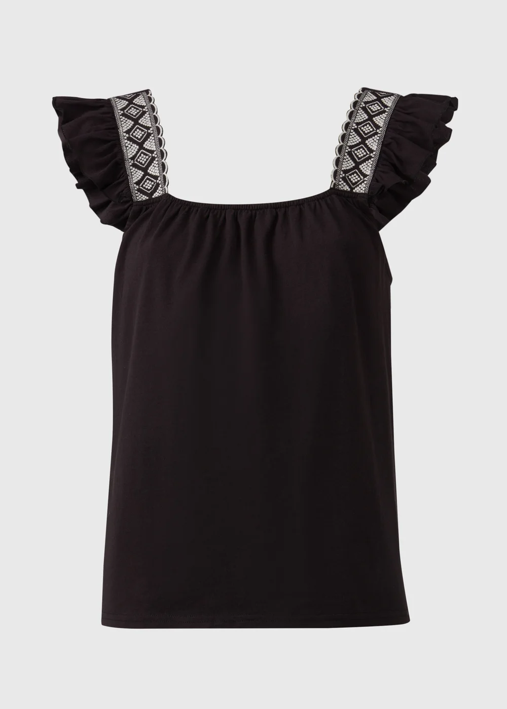 Black Embroidered Strap Vest - Size 8 Image 5