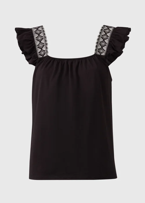 Black Embroidered Strap Vest - Size 8 Image 5