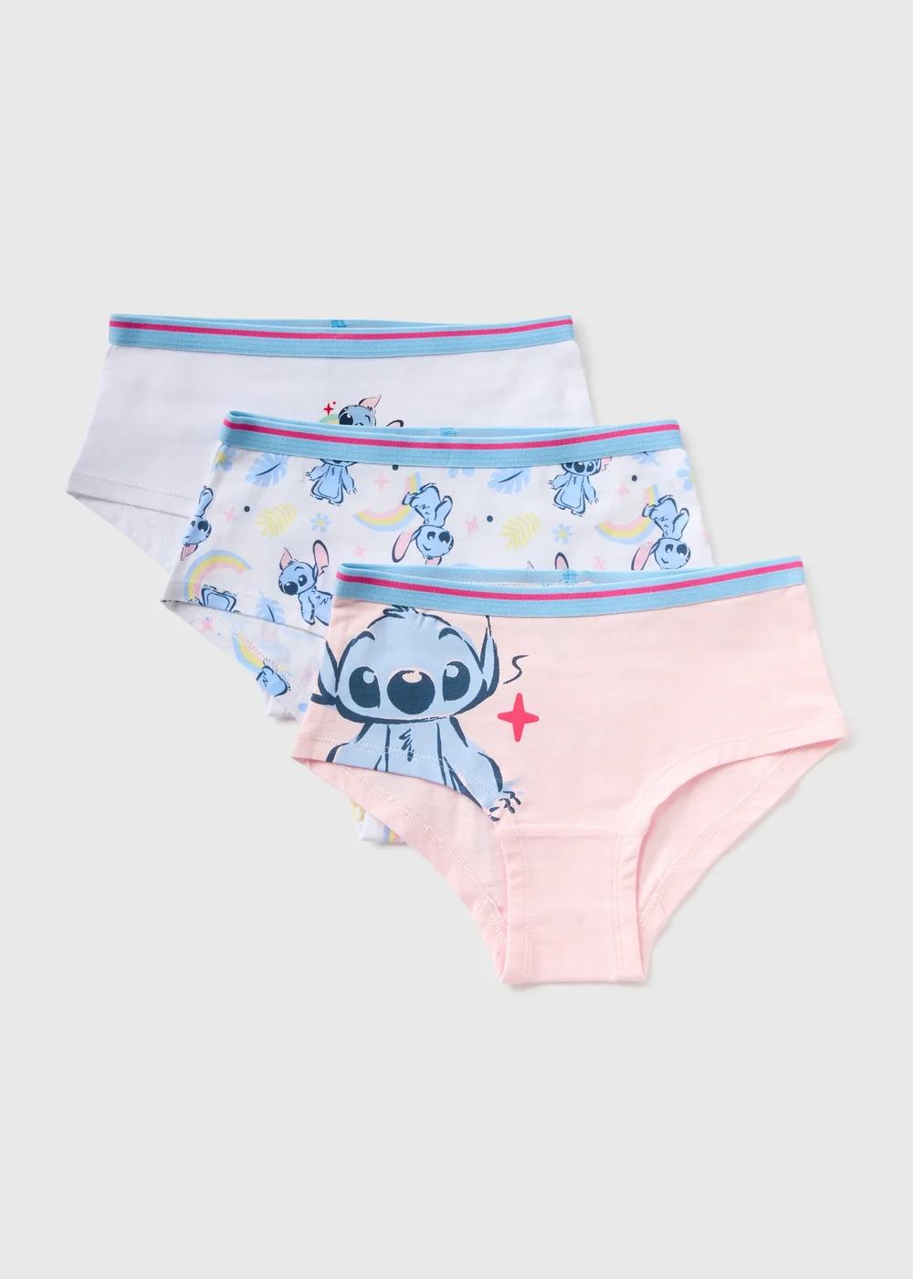 Disney 3 Pack Kids White Stitch Knickers (2-11yrs) - 2-3 Yrs Image 1