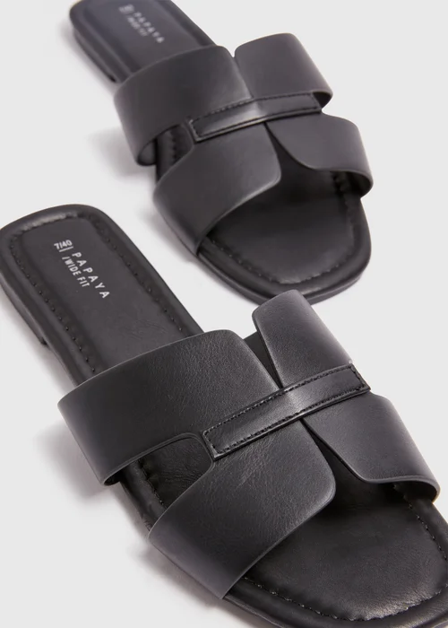 Black Wide Fit Mule Sandal - Size 3 Image 2