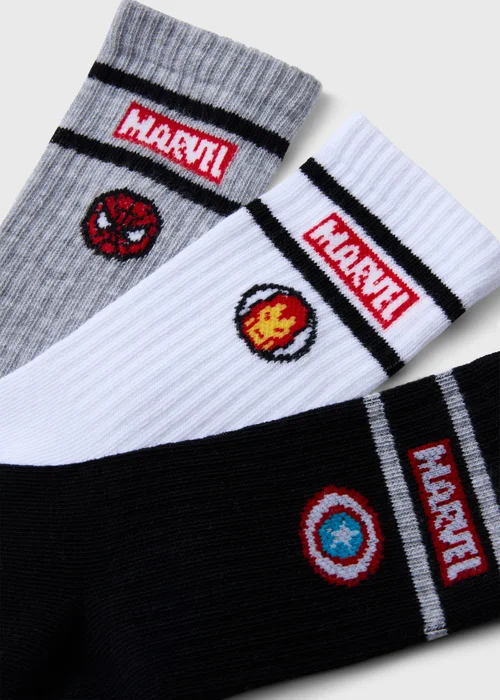 Marvel Boys 3 Pack Multicoloured Socks (Younger 6-Older 5.5) - 4-5.5 Image 2