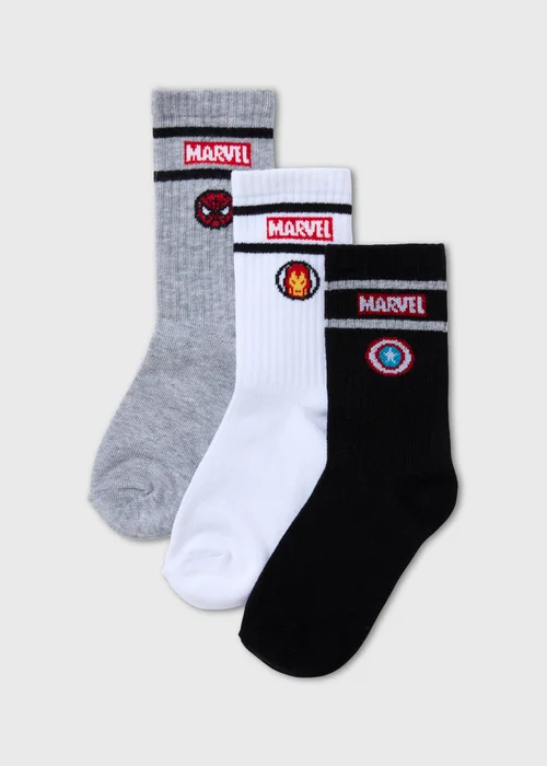 Marvel Boys 3 Pack Multicoloured Socks (Younger 6-Older 5.5) - 4-5.5 Image 1
