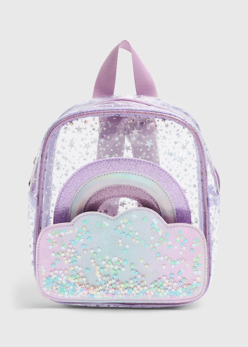 Girls Purple Sequin Rainbow Backpack (23x20x8cm) - One Size Image 1