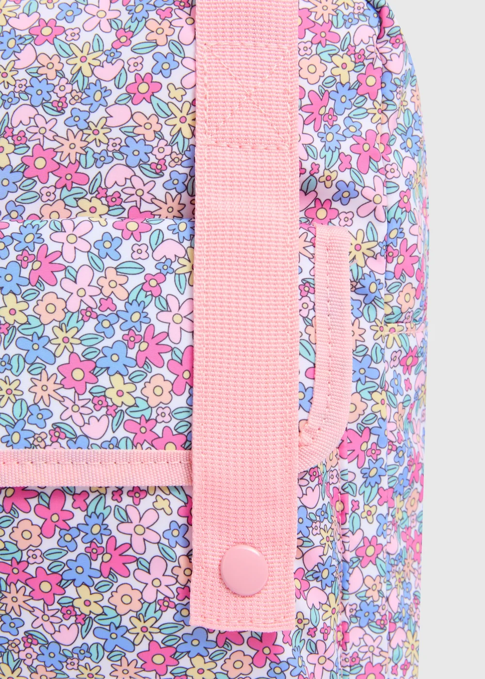 Girls Pink Floral Button Backpack - One Size Image 2
