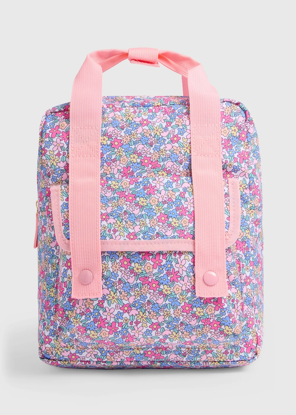 Girls Pink Floral Button Backpack - One Size Image 1