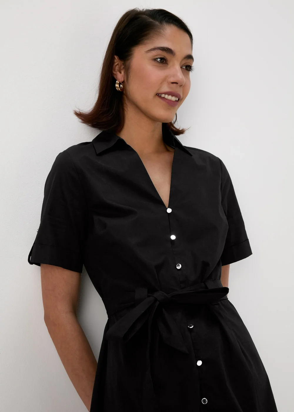 Et Vous Black Plain Midi Shirt Dress - 8 | Matalan Et Vous Black Plain Midi Shirt Dress - 8 | Matalan