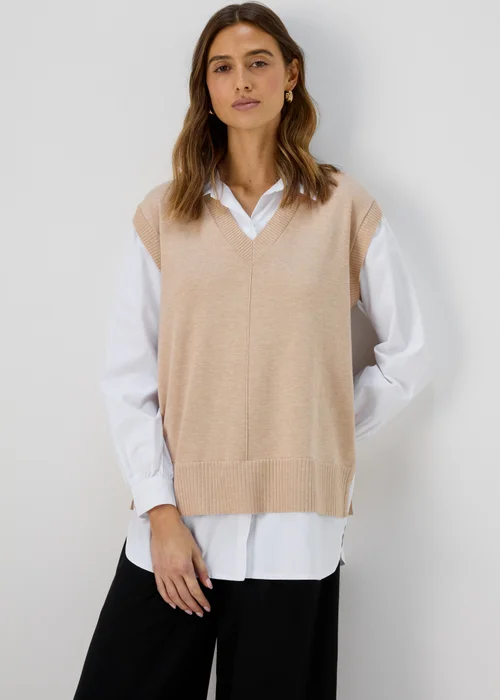 Et Vous Beige 2 in 1 Long Sleeve Shirt Jumper - 8 Image 1