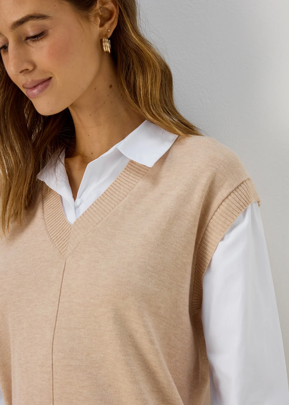 Et Vous Beige 2 in 1 Long Sleeve Shirt Jumper - 8 Image 3