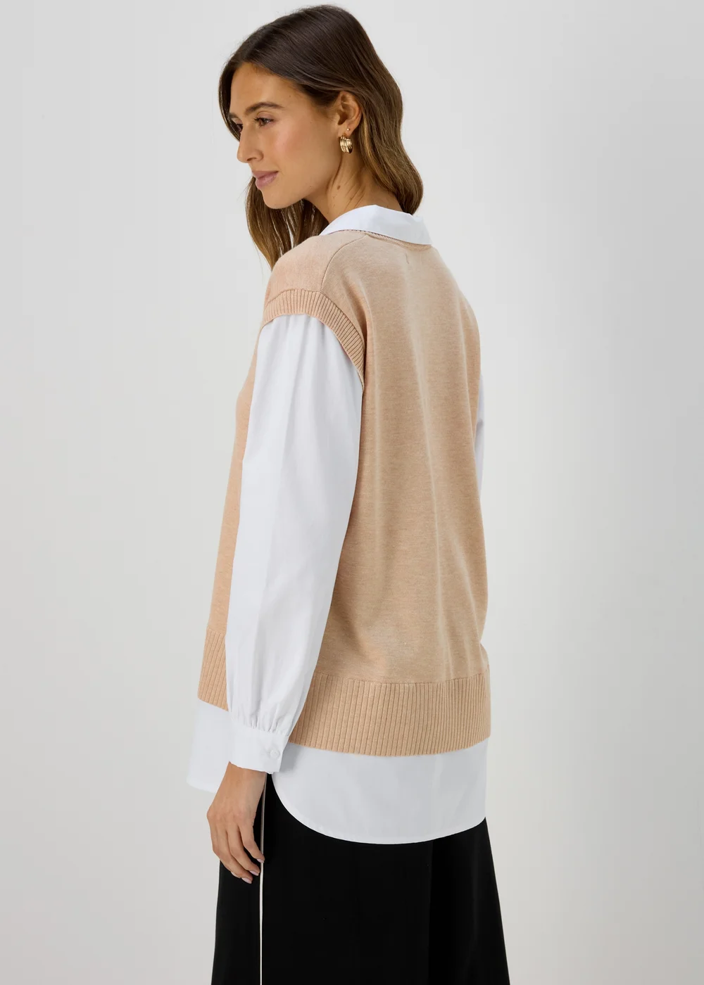 Et Vous Beige 2 in 1 Long Sleeve Shirt Jumper - 8 Image 2
