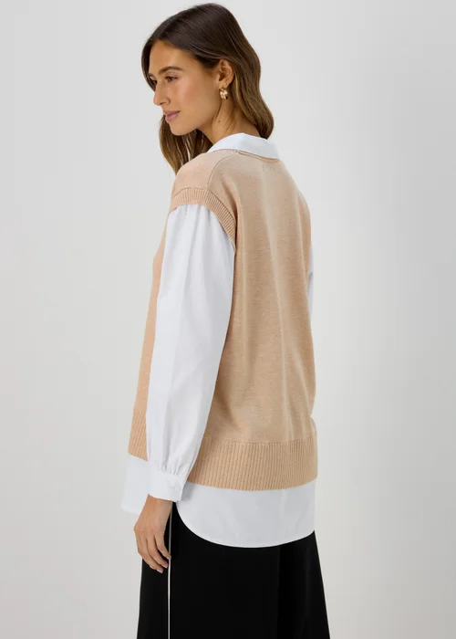 Et Vous Beige 2 in 1 Long Sleeve Shirt Jumper - 8 Image 2