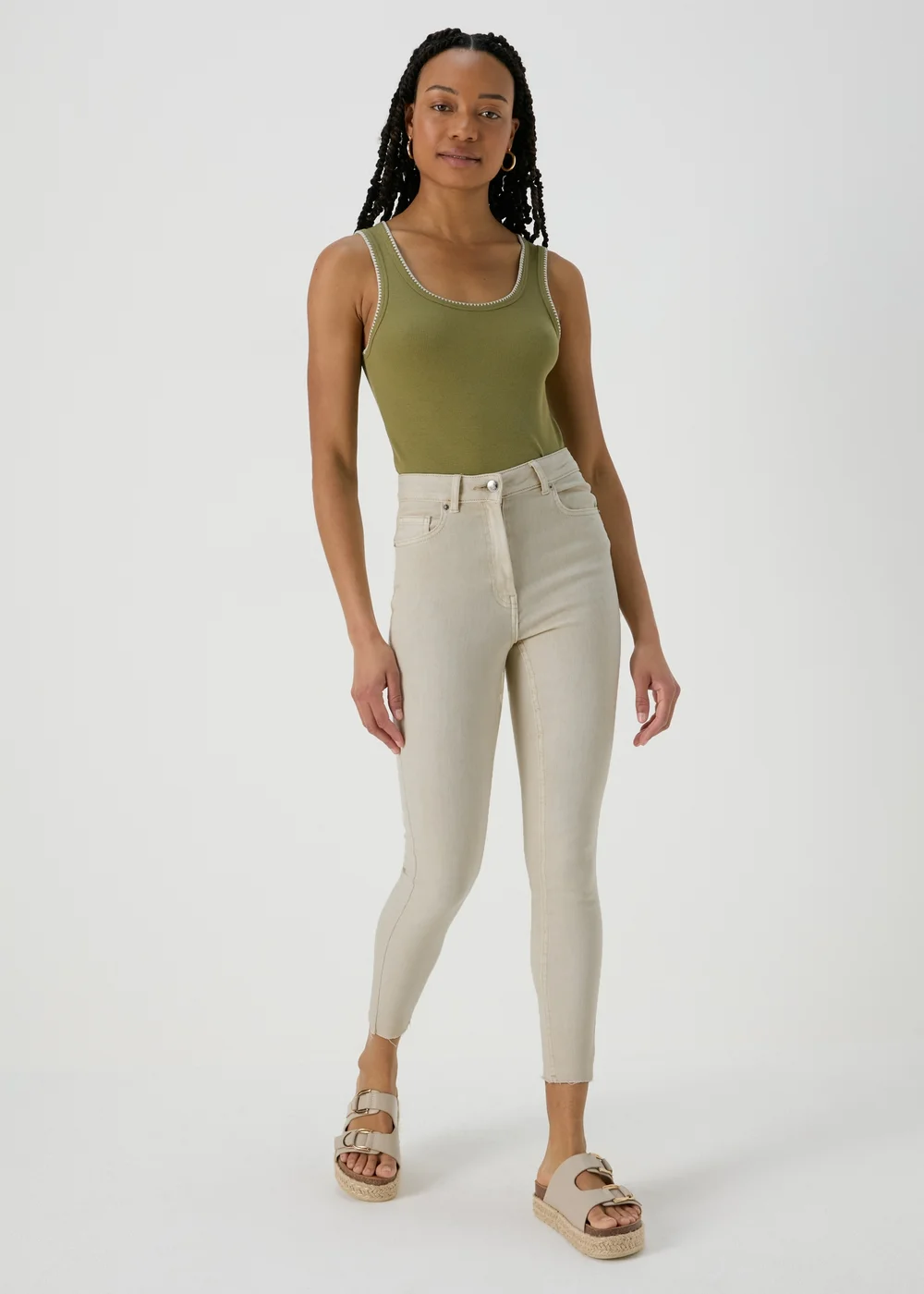 Ecru Ankle Grazer Skinny Jeans - 8 Image 1