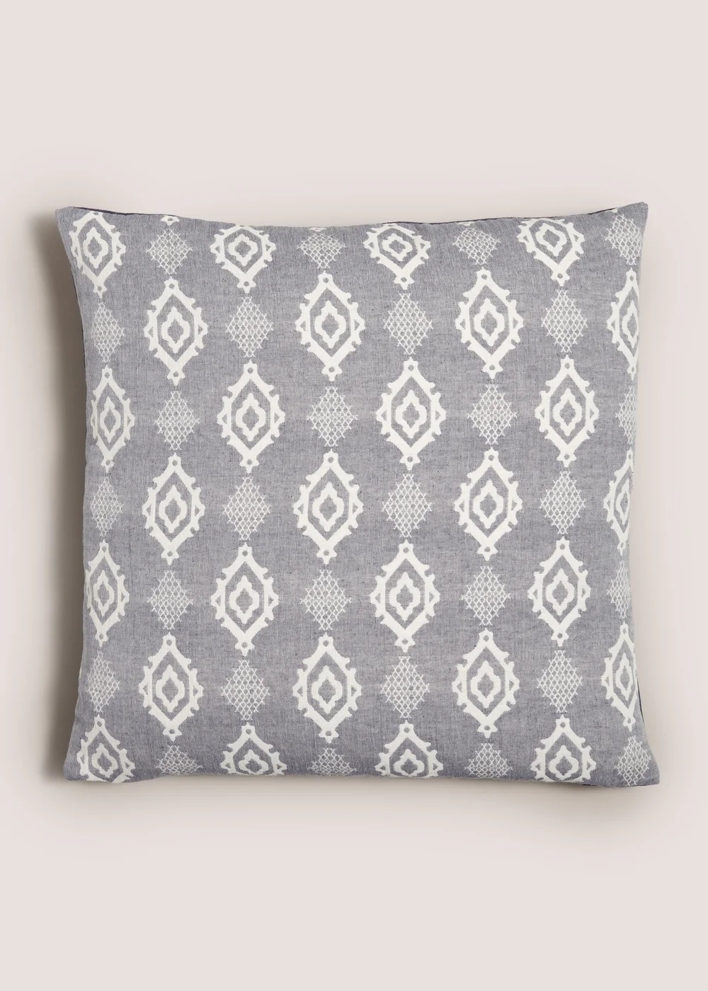 Indigo Jacquard Tile Design Cushion (43cm x 43cm) Image 1