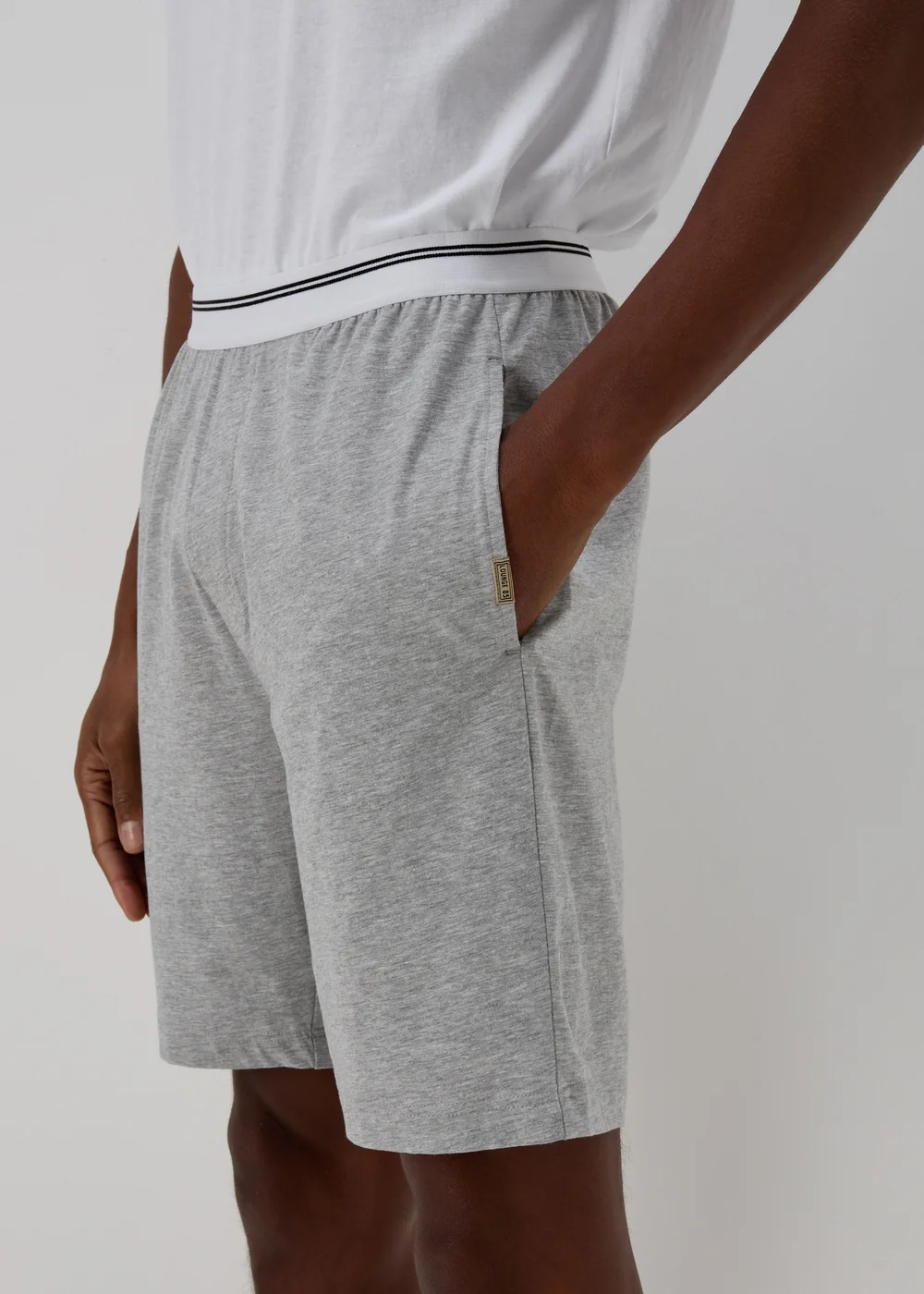Grey Stripe Jacquard Waistband Shorts - Extra small Image 3