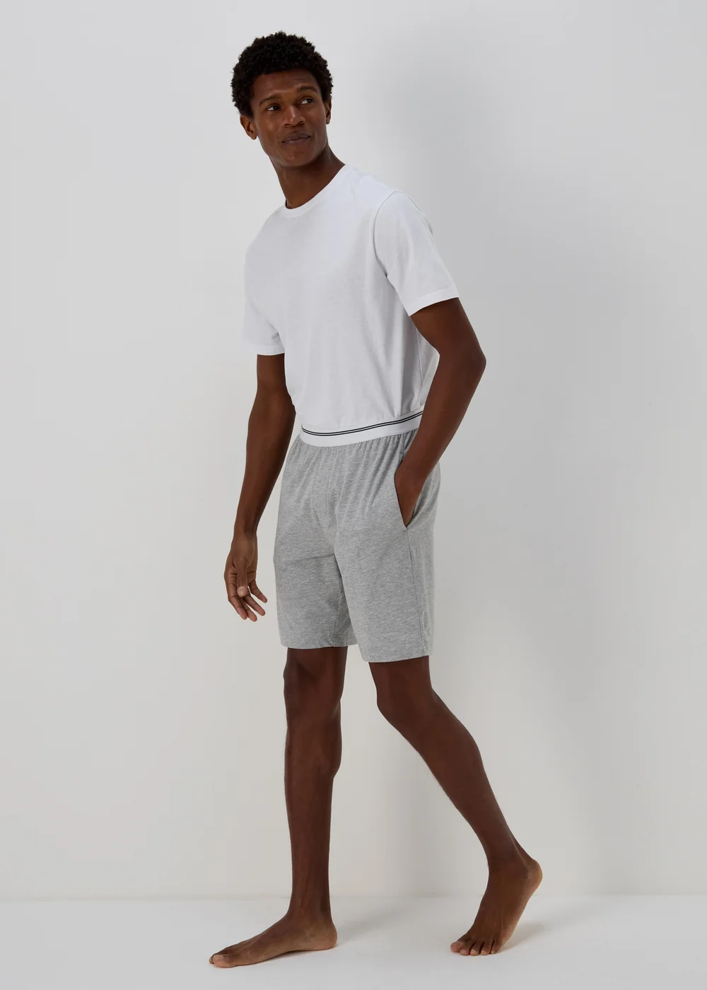 Grey Stripe Jacquard Waistband Shorts - Extra small Image 1