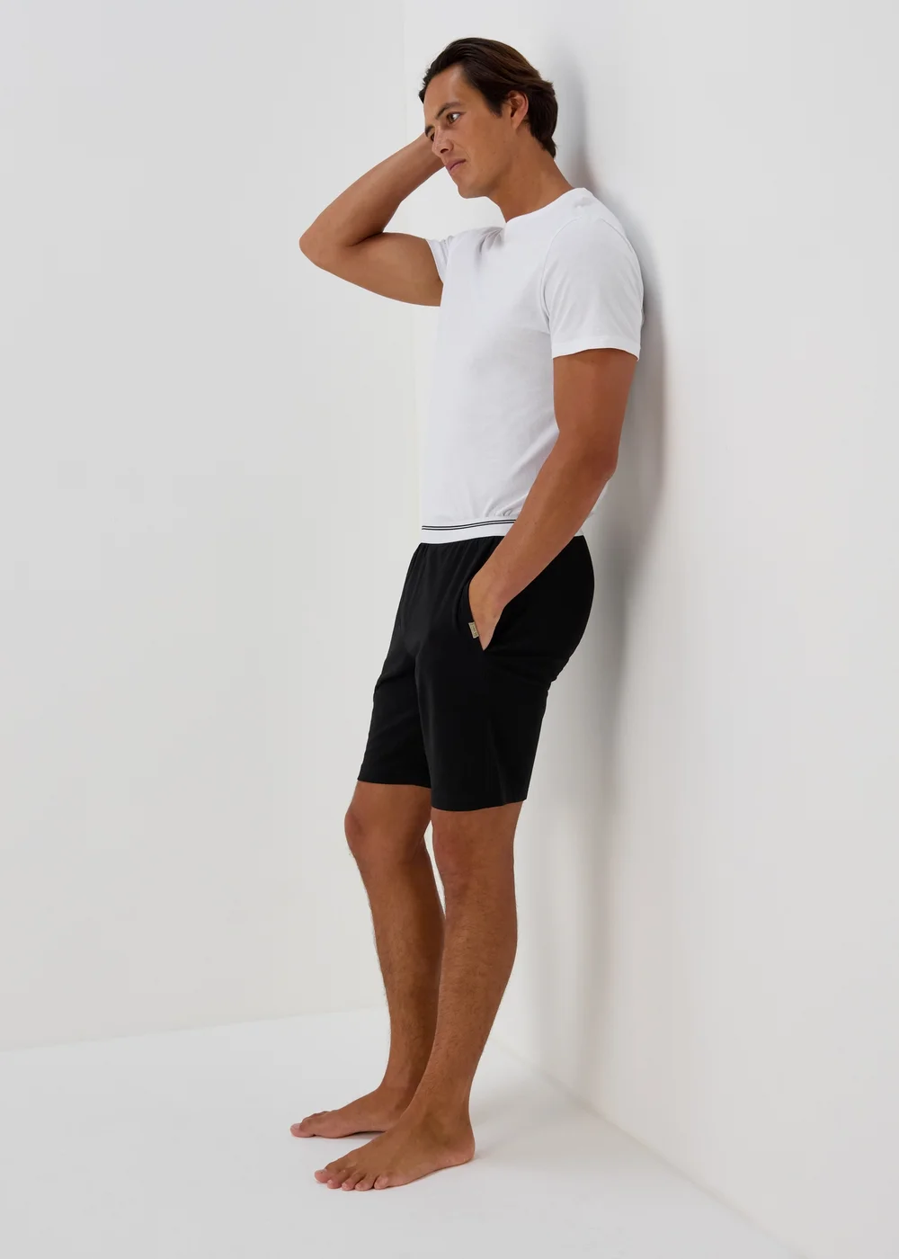 Black Jacquard Stripe Waistband Shorts - Extra small Image 1