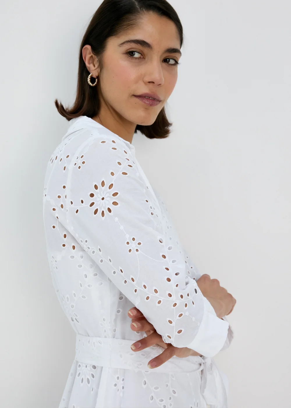 Et Vous White Schiffli 3/4 Sleeve Dress - 8 Image 3
