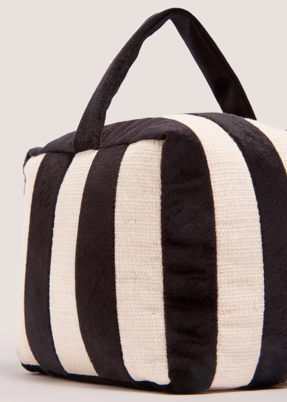 Black Stripe Velvet Door Stop Cube Image 2